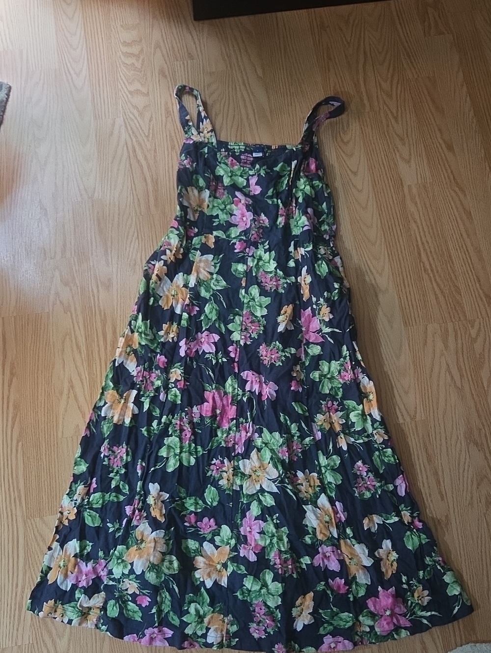 Old Navy Womens Floral Sundress with Pink & Yellow Blooms, Has Pockets